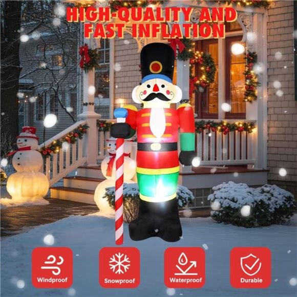 8 FT Giant Christmas Inflatables Nutcracker Outdoor...